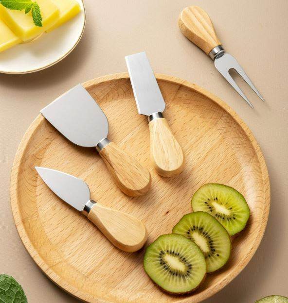 Wooden Handle Cheese Knife Set (Set A)(4 pcs) - DMC Wholesale