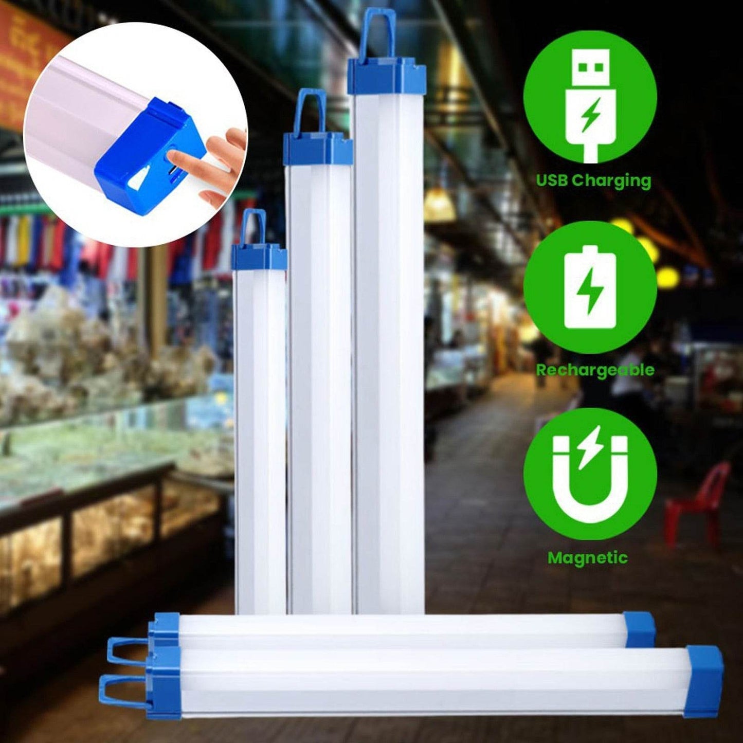 Rechargeable Portable LED Tube Light (72cm) - DMC Wholesale