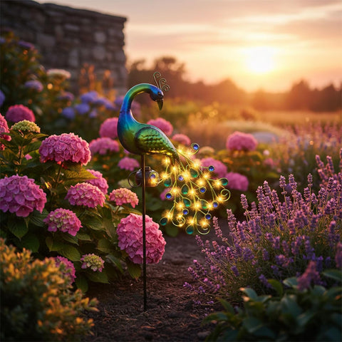 Solar Peacock Garden Decor Lamp - Alt View