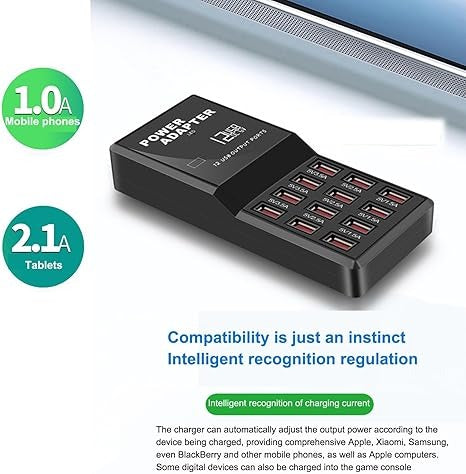 12-Port 60W Multiple USB Charging Station