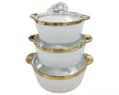 Porcelain Casserole Dish with Lid Set (Design5) - DMC Wholesale