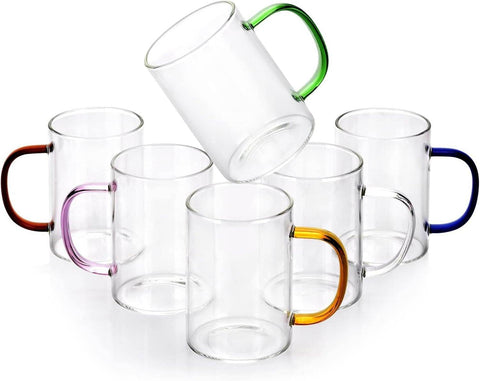 Clear Cup Set With Coloured Handles (400ml)(6 pcs) - Alt View