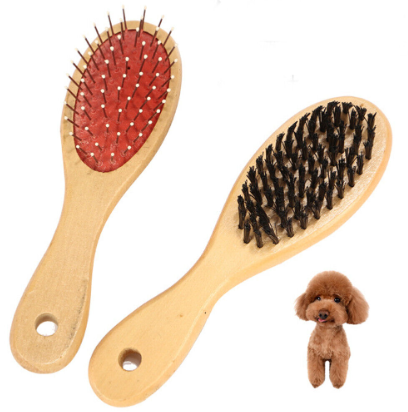 Double Sided Pin And Bristle Wooden Pet Brush - Alt View