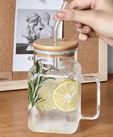 Travel Mason Jar Glass Tumbler With Straw And Lid (550ml)(Each) - Alt View