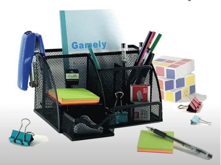 Mesh Metal Desk Storage Organiser (5 Compartment) - DMC Wholesale