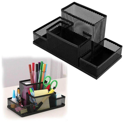 Mesh Metal Desk Stationery Organiser (4 Compartment) - DMC Wholesale