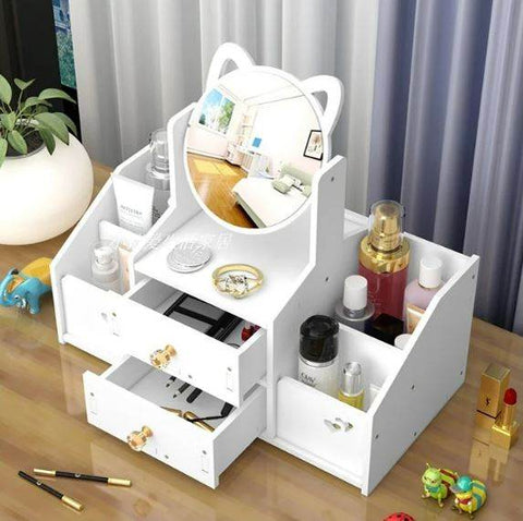 Mini Dressing Table Make-Up Cosmetic Organiser With Side Storage - Alt View