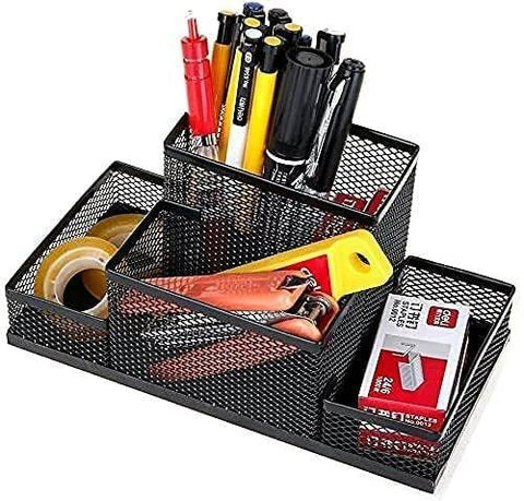 Mesh Metal Desk Stationery Organiser (4 Compartment) - Alt View