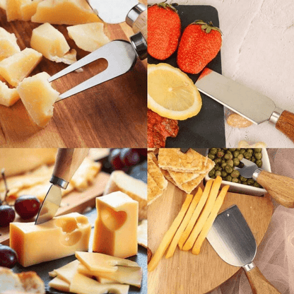 Wooden Handle Cheese Knife Set (Set A)(4 pcs) - DMC Wholesale