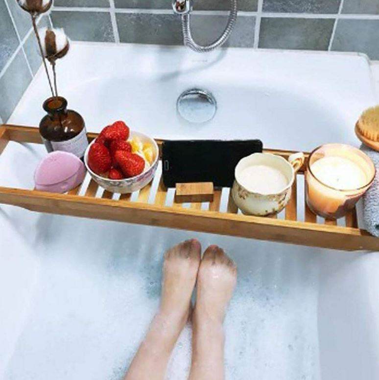 Expandable Bamboo Bathtub Comfort Tray - DMC Wholesale