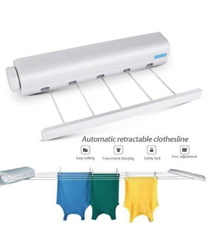 Retractable Clothes Drying Line with Hanger Clips - DMC Wholesale