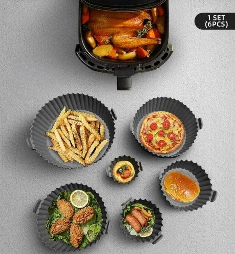 Silicone Air Fryer Liners (6 pcs)(Grey) - DMC Wholesale
