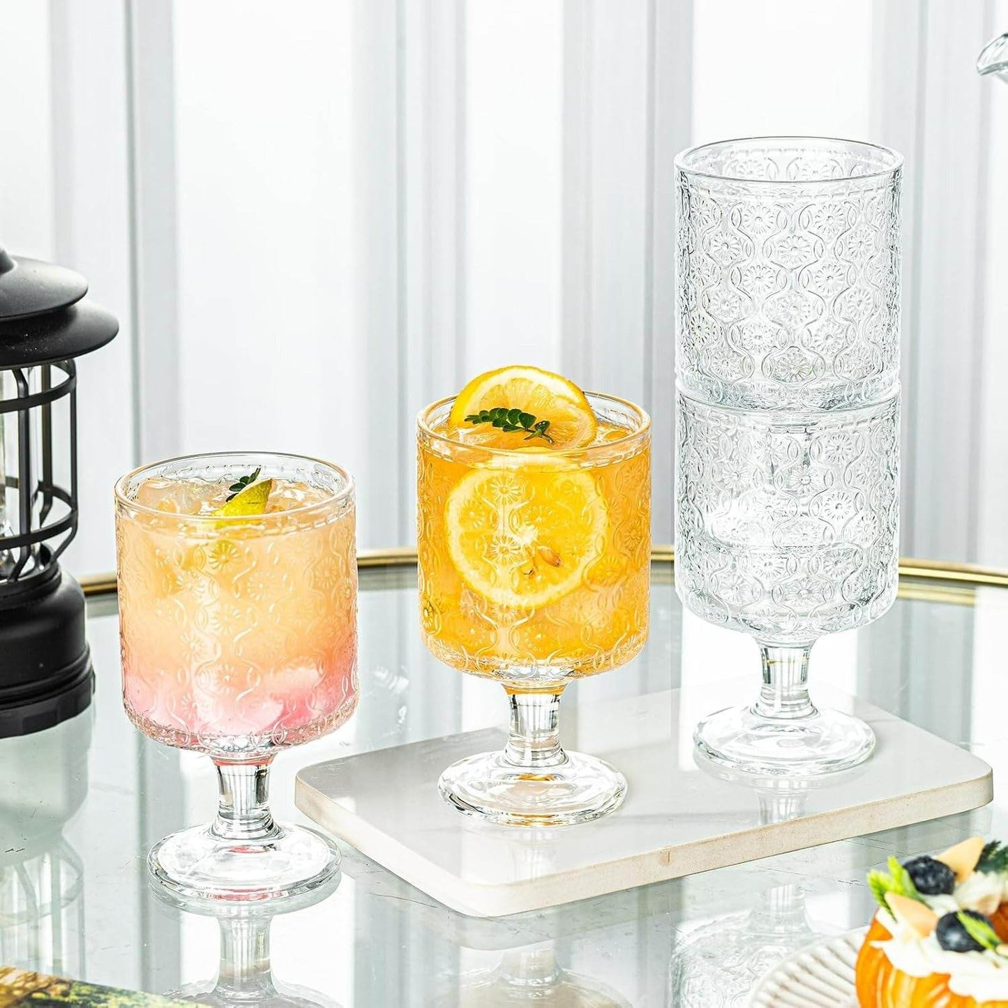 Romantic Vintage Goblet Glass Set (220ml)(6 pcs) - DMC Wholesale