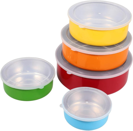 Enamel-Plated Stainless Steel Food Container Set (5 pcs)