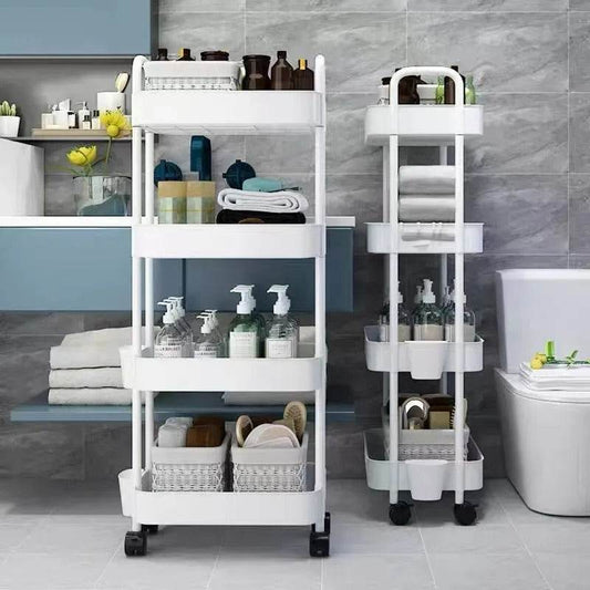 Organising Rolling Plastic Trolley (4 Tier)(White) - DMC Wholesale