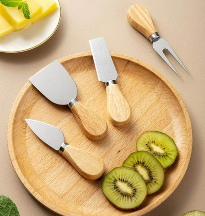 Wooden Handle Cheese Knife Set (Set A)(4 pcs) - DMC Wholesale