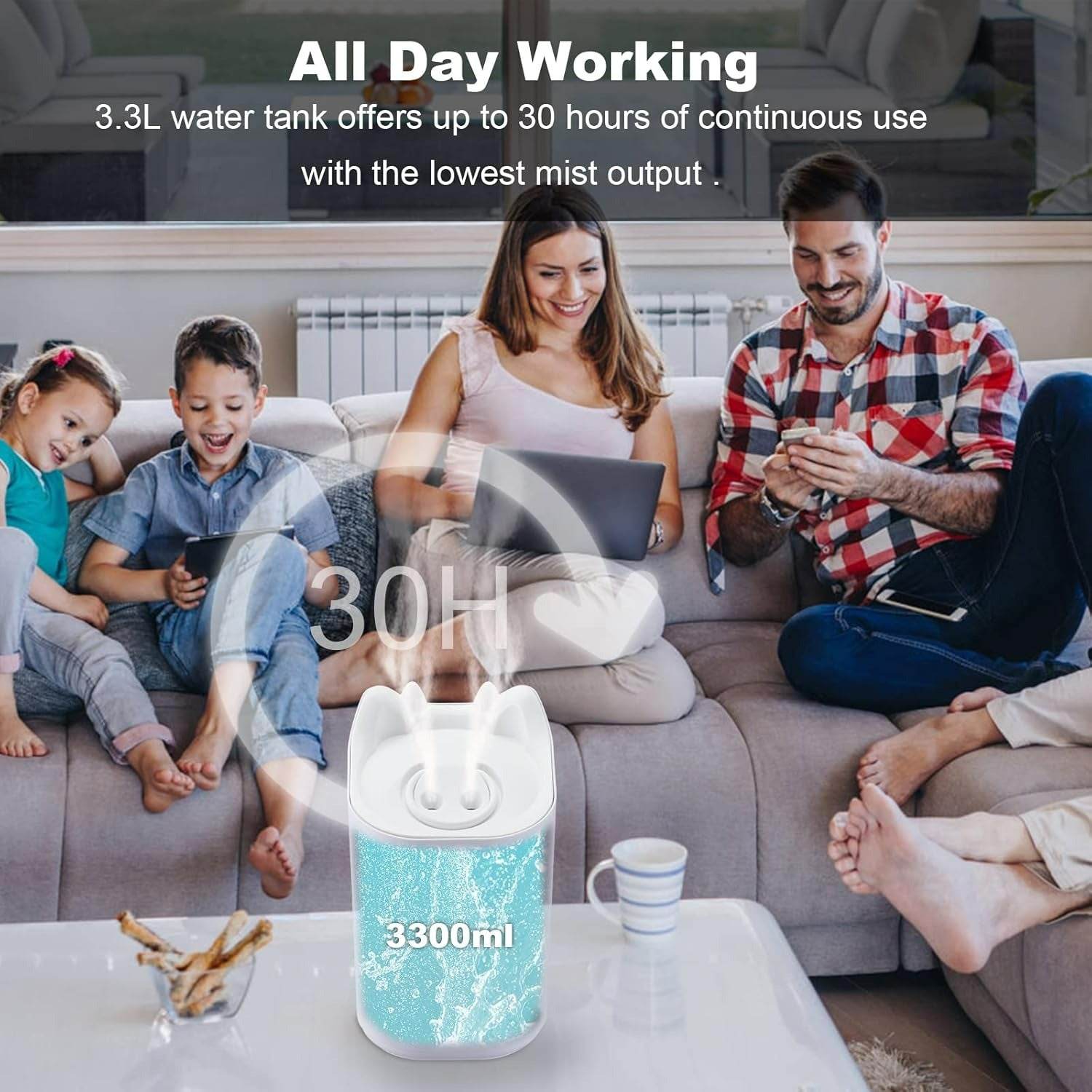 Large Beautiful Mood Two Way Port Humidifier (3.3L) - DMC Wholesale