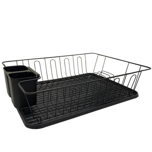 Dish Rack Drainer With Drip Tray (Black) - DMC Wholesale