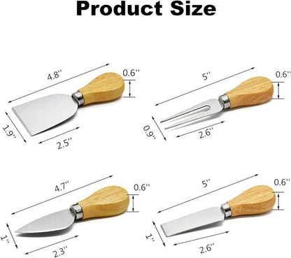Wooden Handle Cheese Knife Set (Set A)(4 pcs) - DMC Wholesale