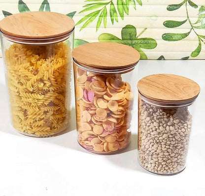 Round Glass Cylinder With Bamboo Lid (12x8cm)(Each) - DMC Wholesale