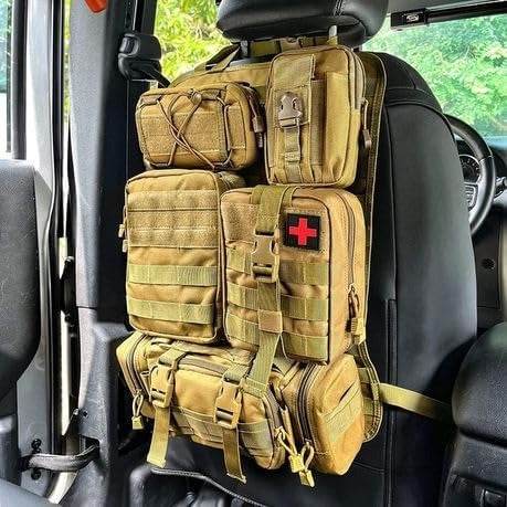 Tactical Car Seat Back Organiser with 5 Bags - DMC Wholesale