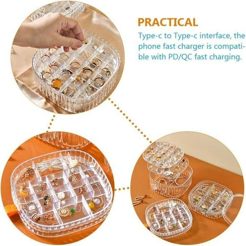 Transparent Jewellery Tray Organiser (3 Layers) - Alt View