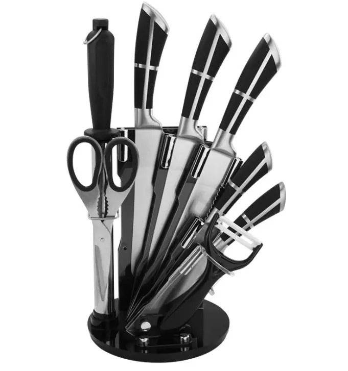 Delicate Touch Knife Set With Rotating Stand (9 pcs) - DMC Wholesale