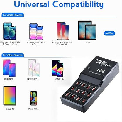 12-Port 60W Multiple USB Charging Station