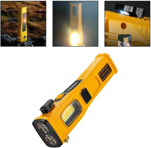Solar Emergency Flashlight With Safety Hammer And Seatblet Cutter