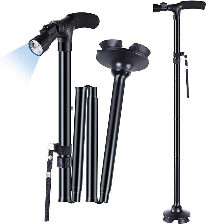 Folding Walking Cane With Adjustable LED Light - DMC Wholesale