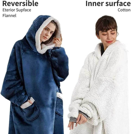 Longer Fleece Huggle Hoodie (Navy) - DMC Wholesale