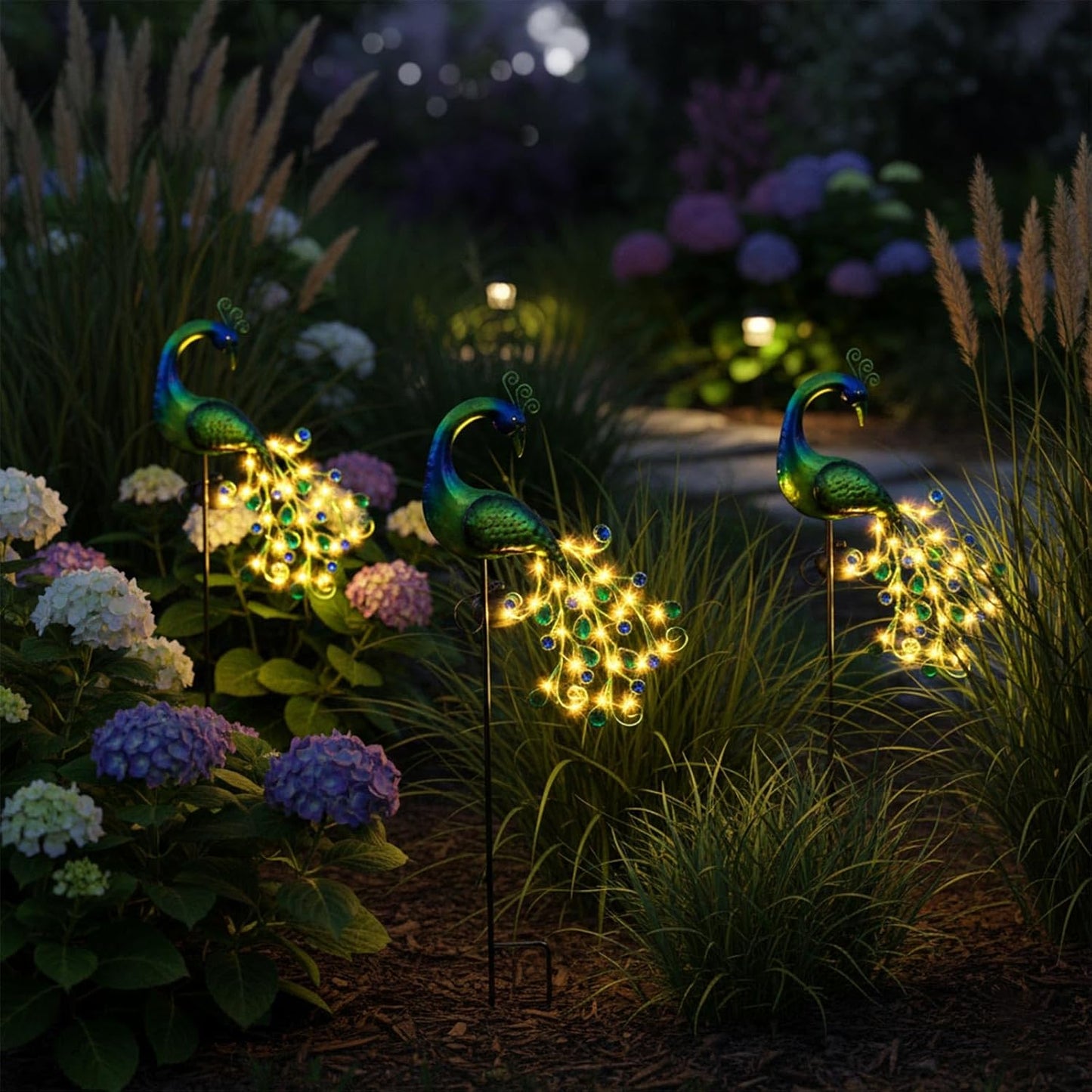 Solar Peacock Garden Decor Lamp