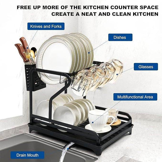 Dish Drying Rack for Kitchen Counter (2 tier) - DMC Wholesale