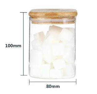 Round Glass Cylinder With Bamboo Lid (10x8cm)(Each)