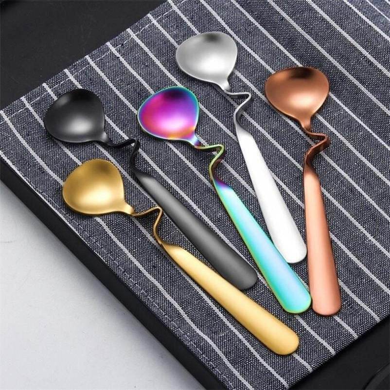 Curved Coffee Spoon Set (6 pcs)(14cm)(Rose Gold) - DMC Wholesale