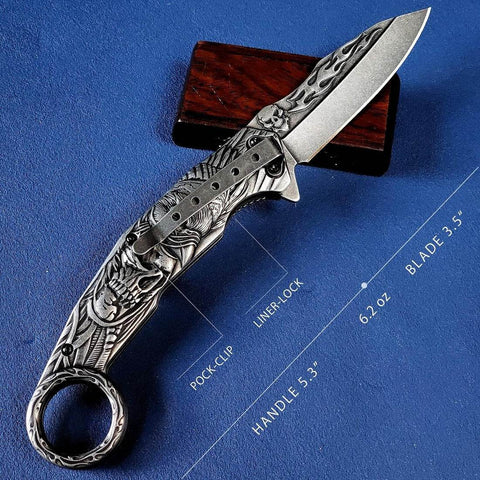 Plated Titanium Folding Knife - Alt View
