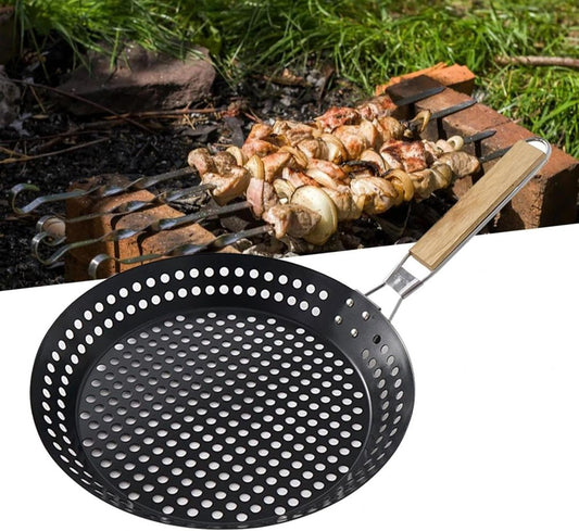 Grilling Skillet With Foldable Handle And Holes (30cm)