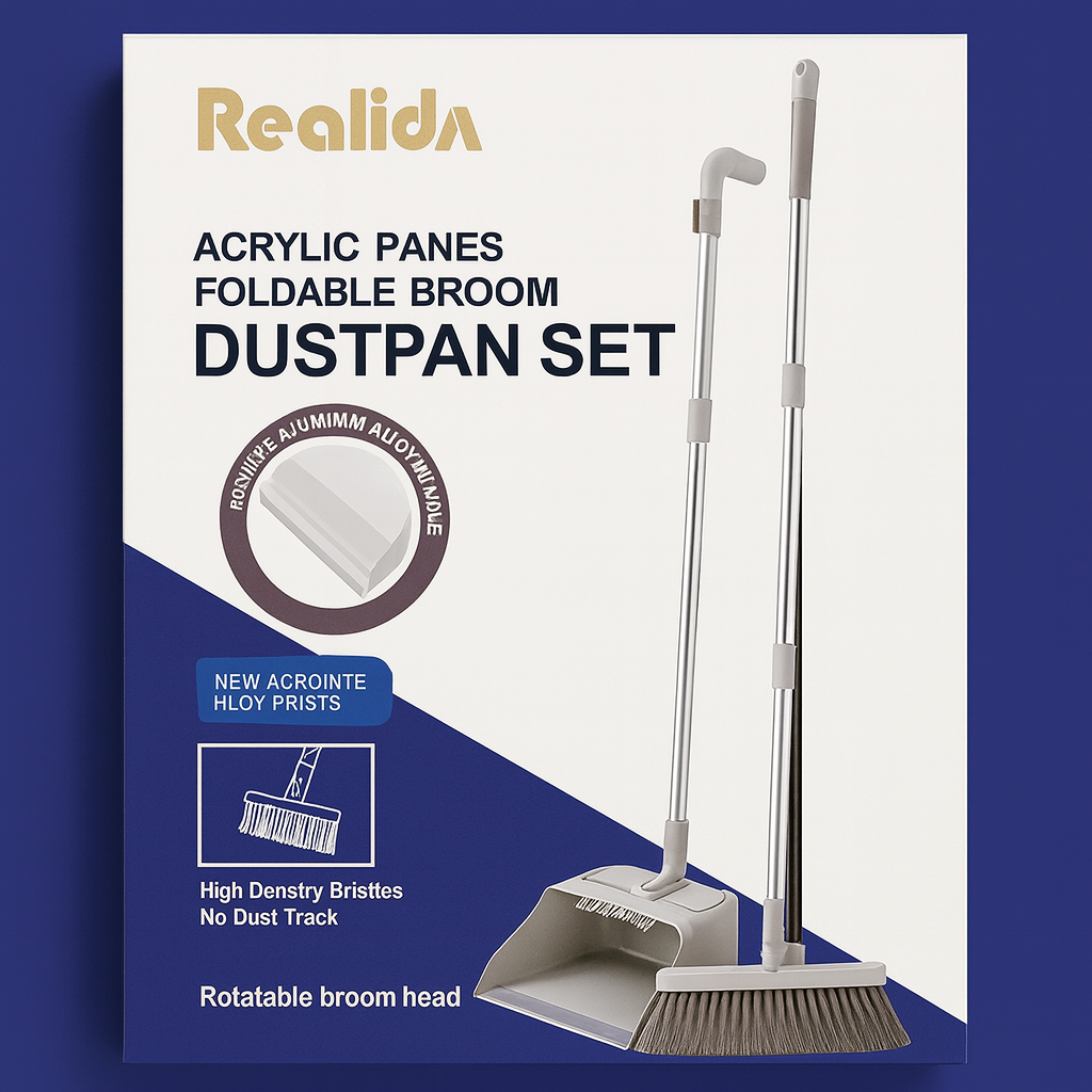 Foldable Broom and Dustpan Set