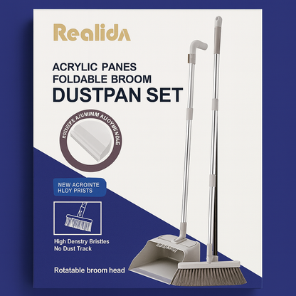 Foldable Broom and Dustpan Set