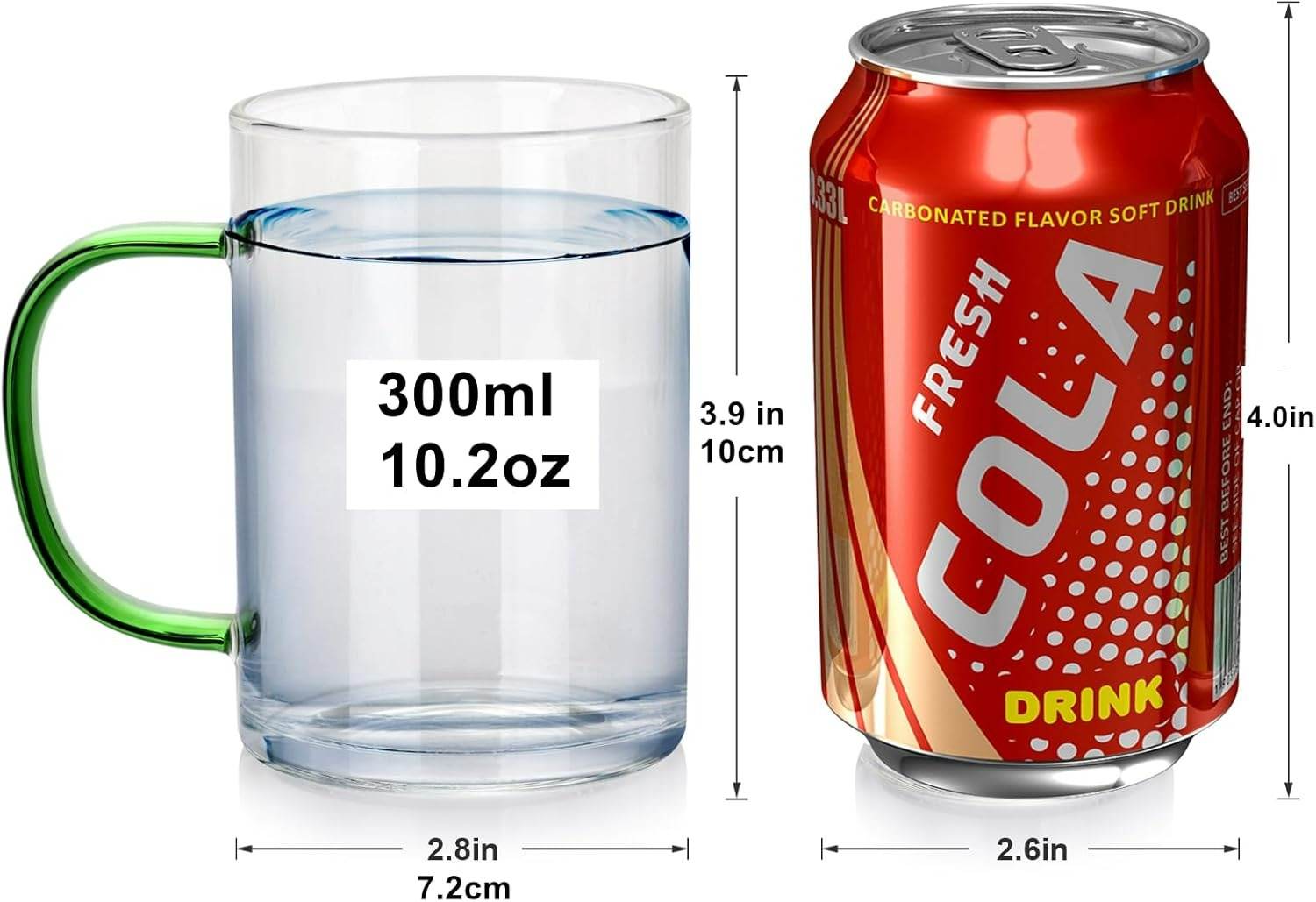 Clear Cup Set With Coloured Handles (400ml)(6 pcs) - DMC Wholesale