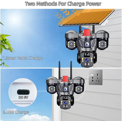 Triple Lens Camera WiFi Solar Security PTZ Camera
