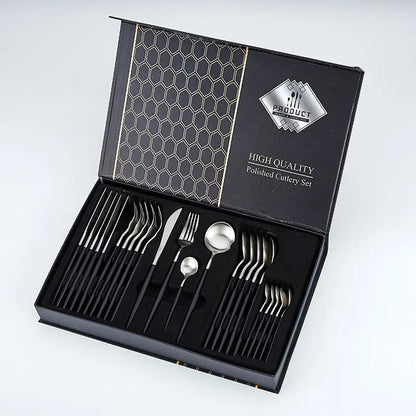 Hight Quality Polished Cutlery Set (24 pcs)(Silver)