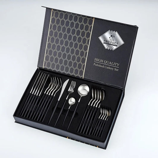 Hight Quality Polished Cutlery Set (24 pcs)(Silver)