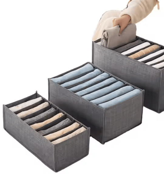 Partitioned Collapsible Cloth Storage Organiser Set (3 pcs) - DMC Wholesale