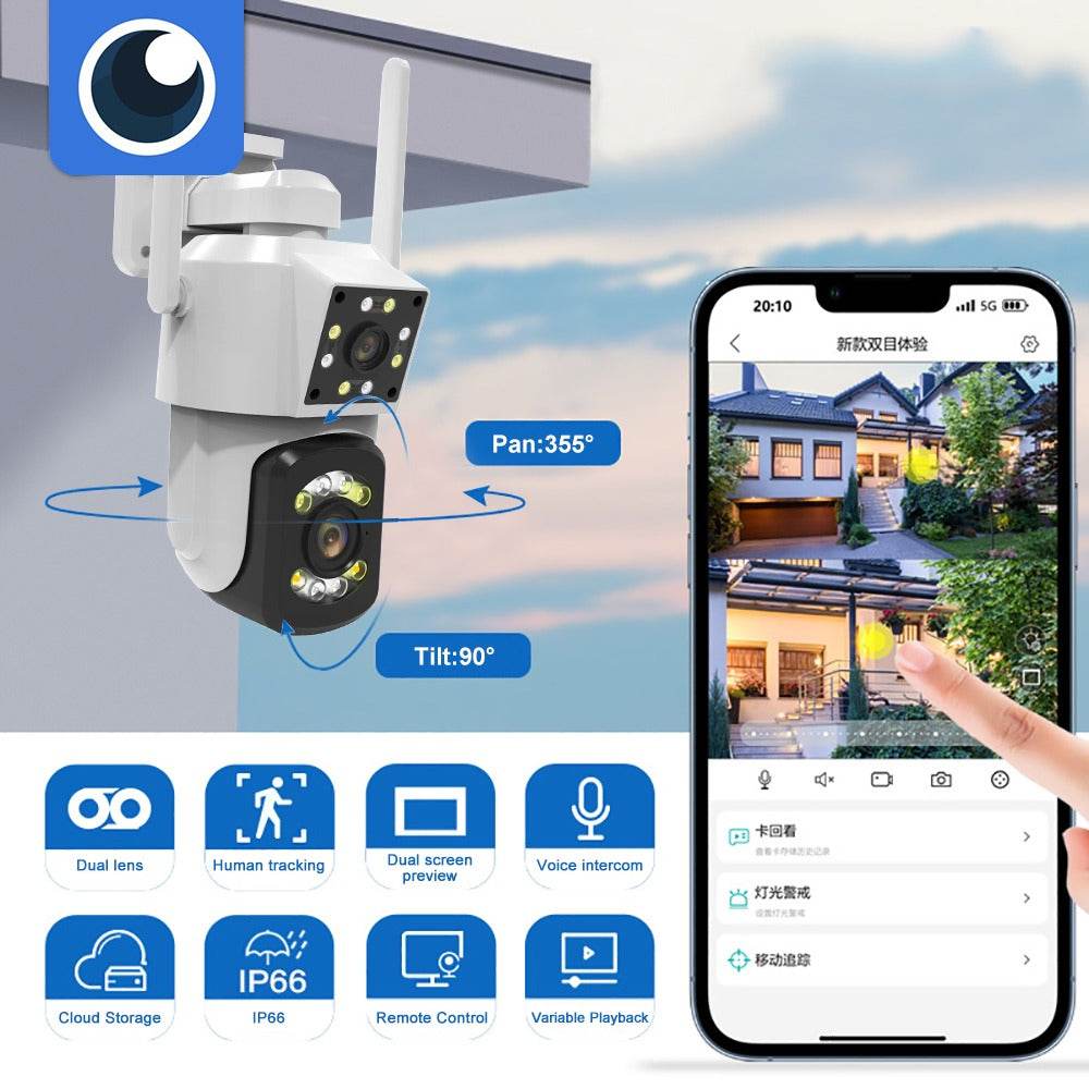 Outdoor Dual Lens Waterproof Wi-Fi Camera - DMC Wholesale