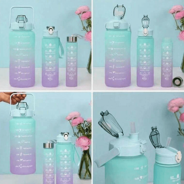 Motivational Water Bottles (3 pcs) - DMC Wholesale