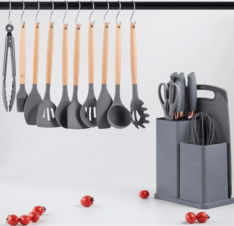 Kitchenware Set With Mini Utensils (Grey or Black) - DMC Wholesale