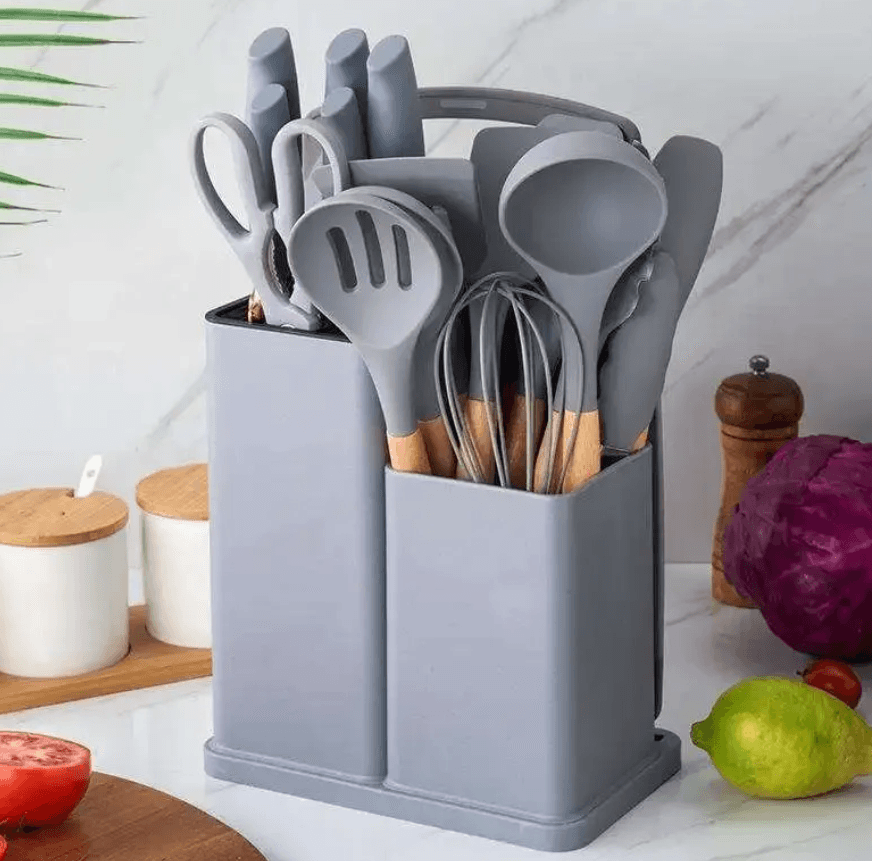 Kitchenware Set With Mini Utensils (Grey or Black) - DMC Wholesale