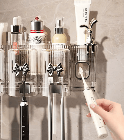 Toothbrush  And Cosmetic Holder (With Gargle Cups) - Alt View