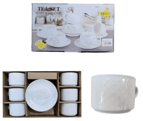 Porcelain Coffee or Tea Cups with Porcelain Saucers (12pcs)(150ml)(Design3) - Alt View